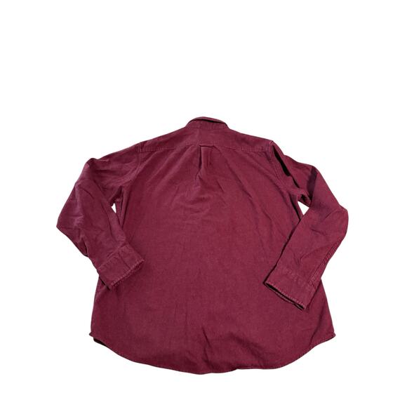 Lands' End Men Size Large‎ 16-16 1/2 Flannel Button Shirt Burgundy Long Sleeve - Picture 2 of 7
